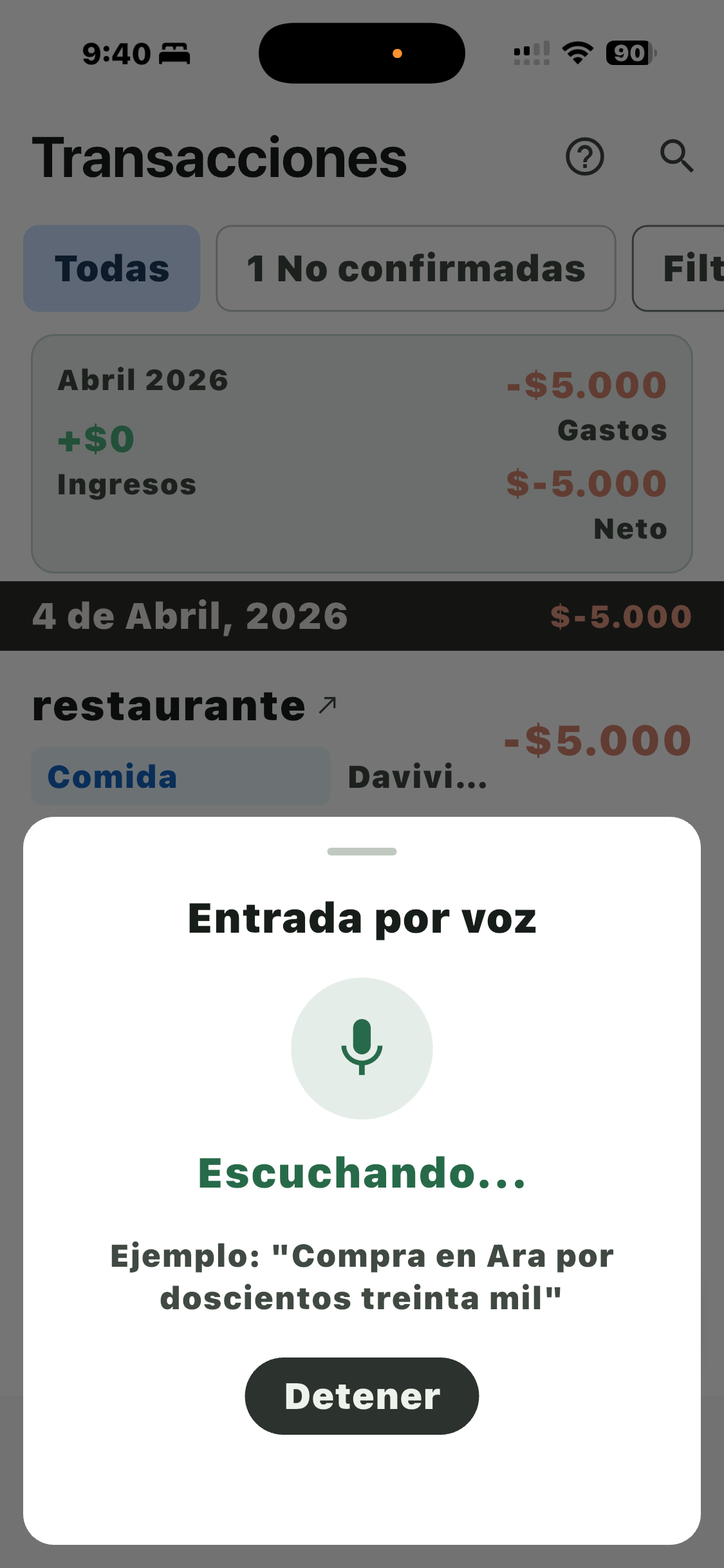 Registra gastos con tu voz